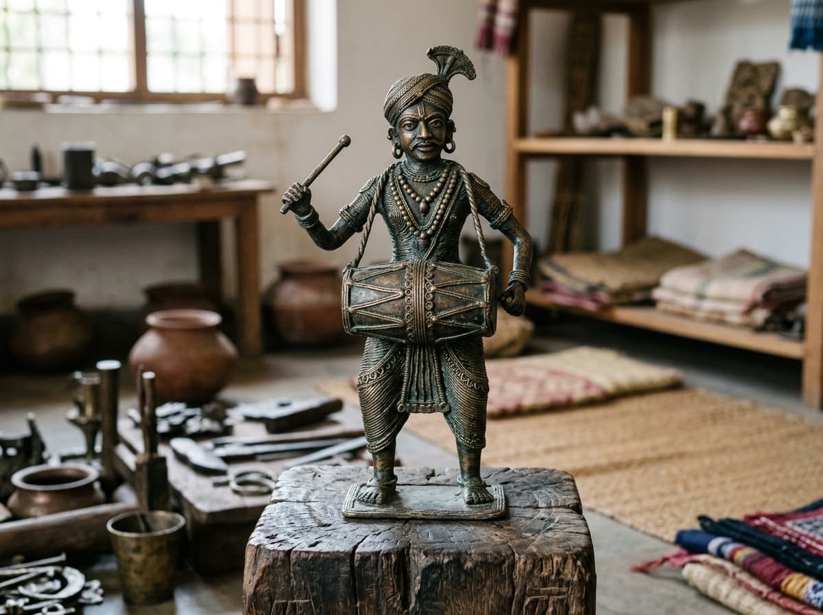 Bastar Tribal Dhokra Musician Figurine