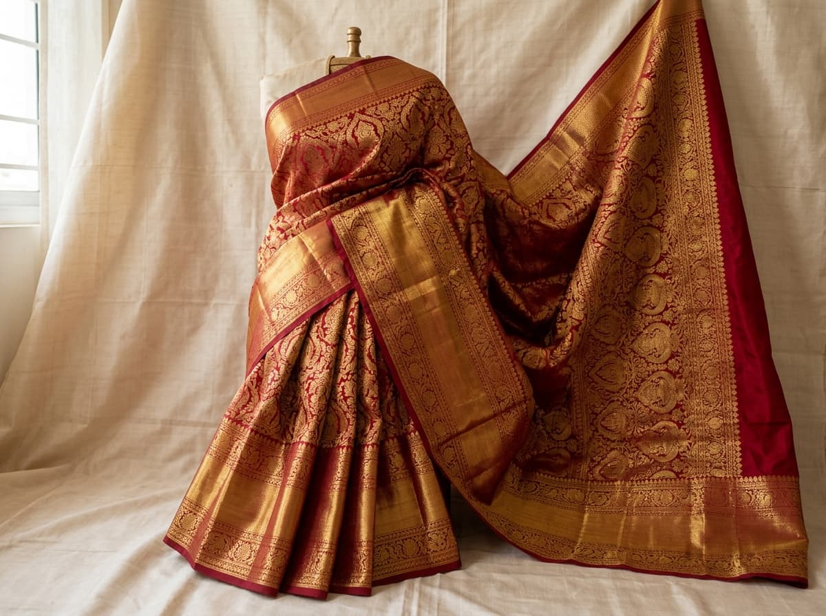 Kanjeevaram Pure Silk Korvai Saree